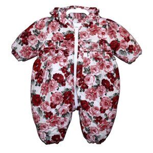DANI floral infant snow suit with matching booties & mittens 6 MO NEW, England